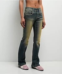 Ninth Hall Alyssia Nailheads Blue Wash Bootcut Jeans