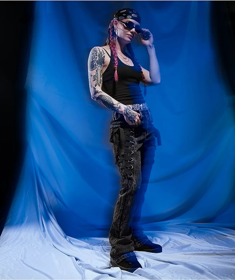Ninth Hall Alyssia Rawr Black Wash Bootcut Jeans