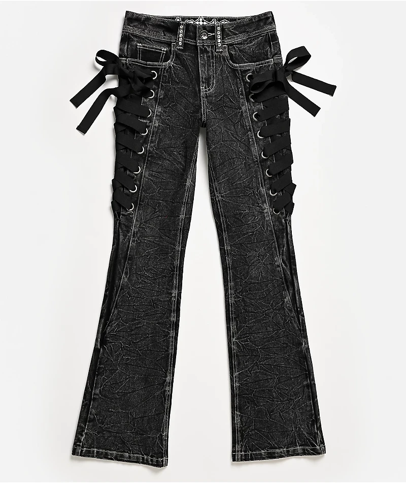Ninth Hall Alyssia Rawr Black Wash Bootcut Jeans