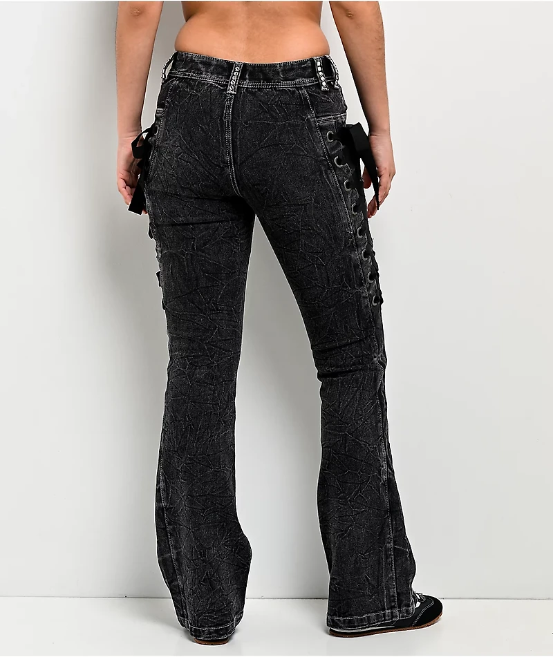 Ninth Hall Alyssia Rawr Black Wash Bootcut Jeans