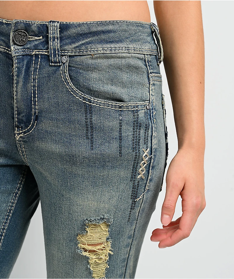 Ninth Hall Alyssia Sequins Drizzle Bootcut Jeans