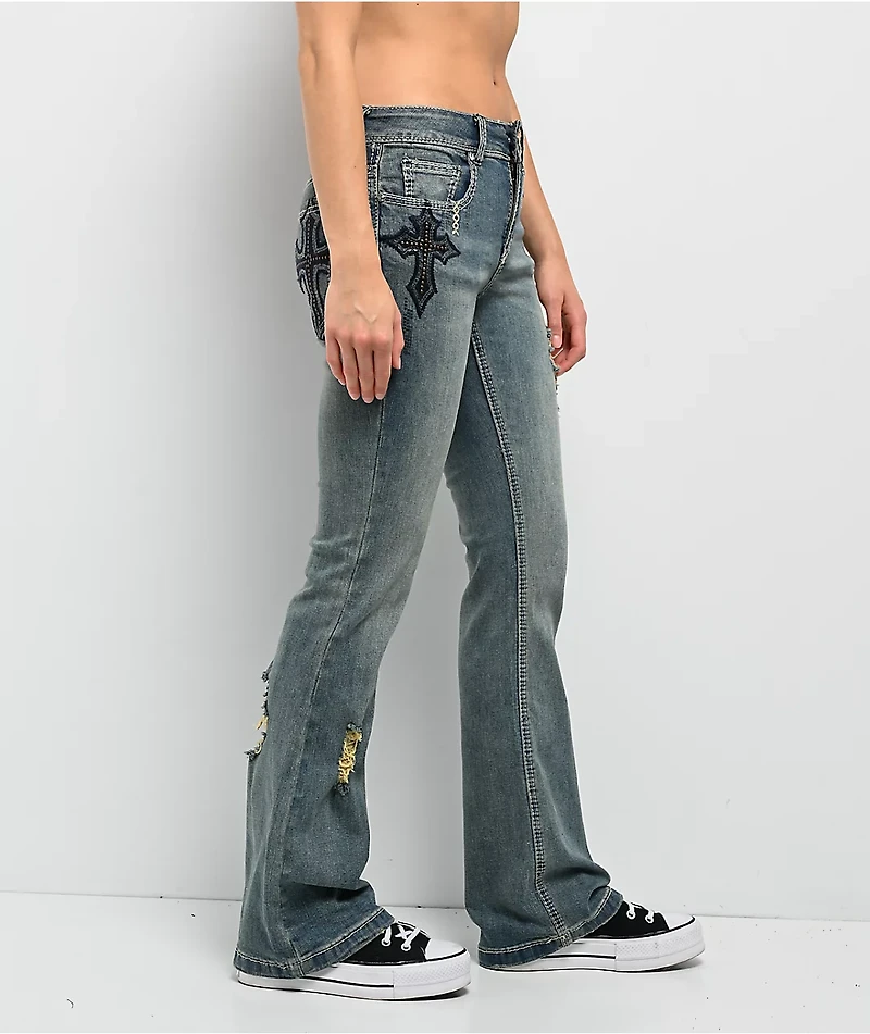 Ninth Hall Alyssia Sequins Drizzle Bootcut Jeans