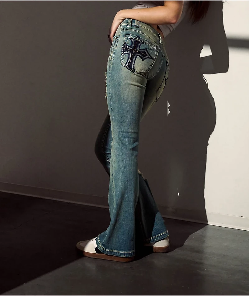 Ninth Hall Alyssia Sequins Drizzle Bootcut Jeans