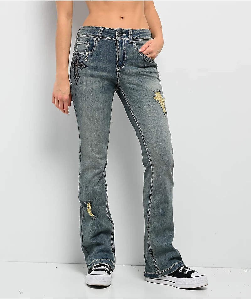 Ninth Hall Alyssia Sequins Drizzle Bootcut Jeans