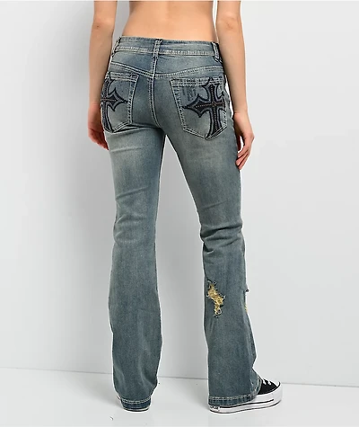Ninth Hall Alyssia Sequins Drizzle Bootcut Jeans
