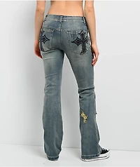 Ninth Hall Alyssia Sequins Drizzle Bootcut Jeans