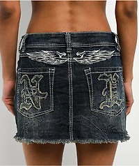 Ninth Hall Alyssia Spears Dark Blue Wash Cutoff Mini Skirt