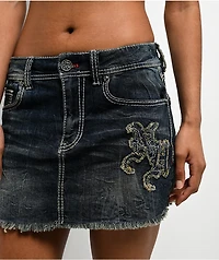 Ninth Hall Alyssia Spears Dark Blue Wash Cutoff Mini Skirt