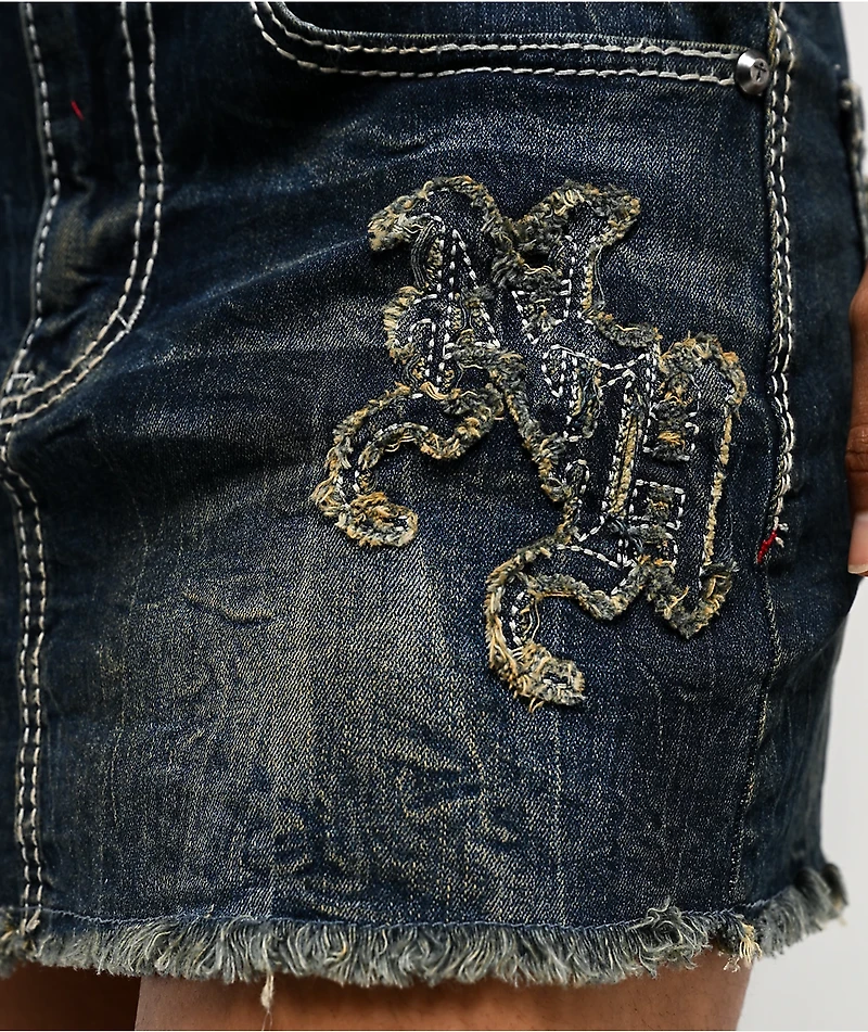 Ninth Hall Alyssia Spears Dark Blue Wash Cutoff Mini Skirt