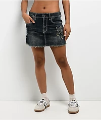 Ninth Hall Alyssia Spears Dark Blue Wash Cutoff Mini Skirt