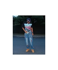 Ninth Hall Ambush Crosses Baked Medium Blue Wash Loose Fit Jeans