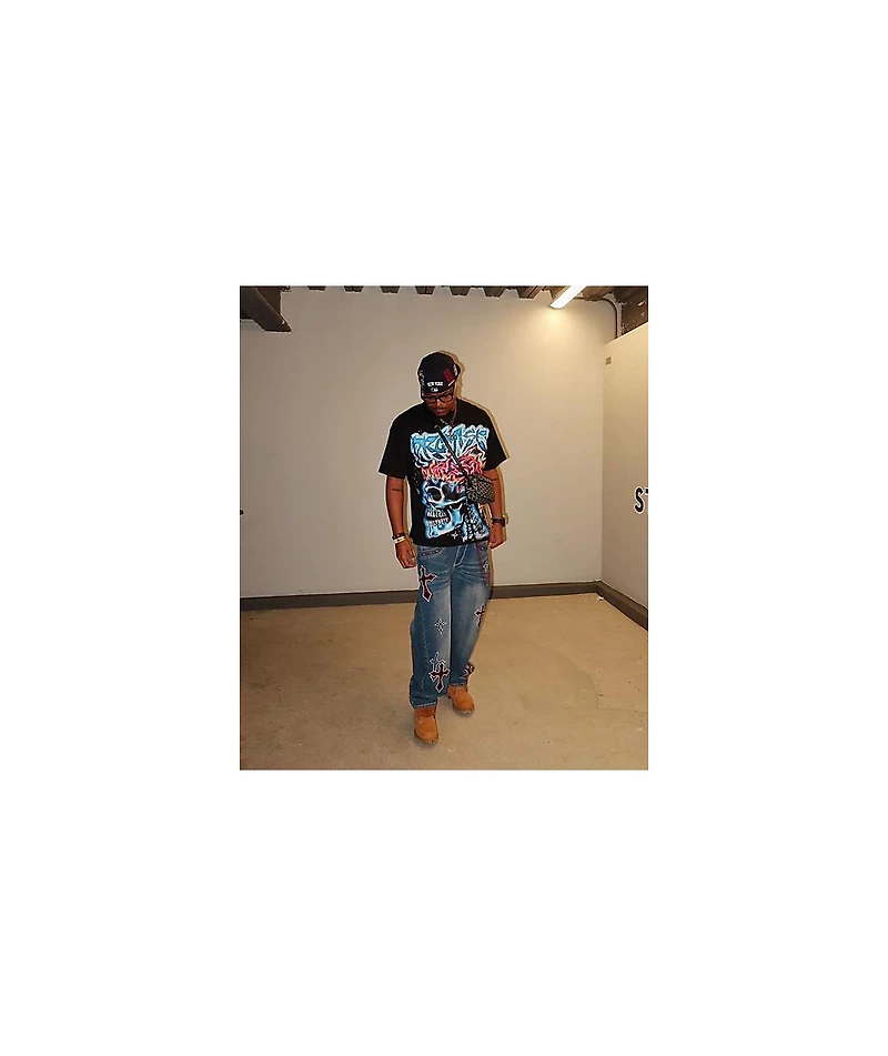 Ninth Hall Ambush Crosses Baked Medium Blue Wash Loose Fit Jeans