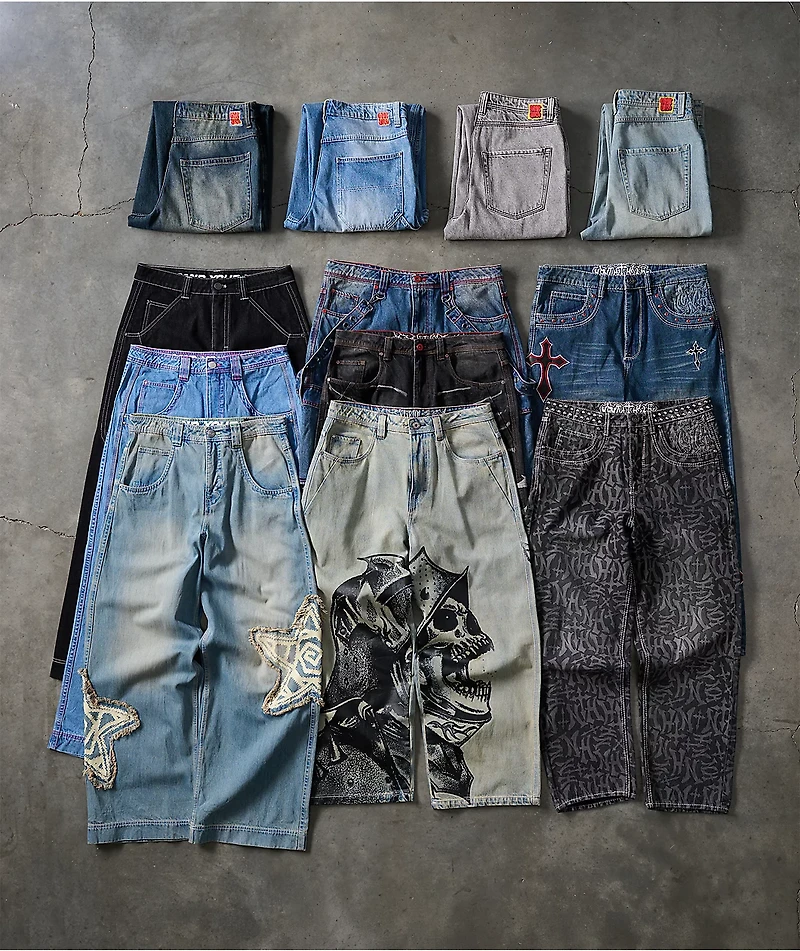 Ninth Hall Ambush Crosses Baked Medium Blue Wash Loose Fit Jeans