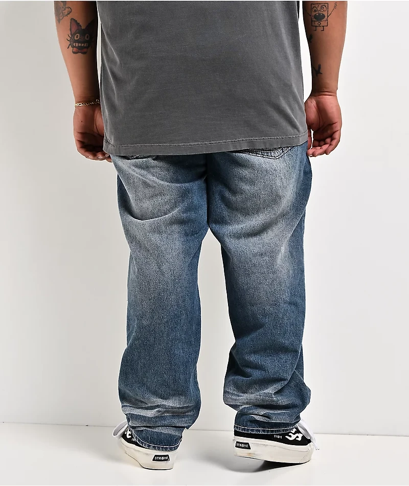 Ninth Hall Ambush Crosses Baked Medium Blue Wash Loose Fit Jeans