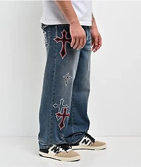 Ninth Hall Ambush Crosses Baked Medium Blue Wash Loose Fit Jeans