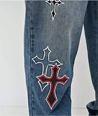 Ninth Hall Ambush Crosses Baked Medium Blue Wash Loose Fit Jeans