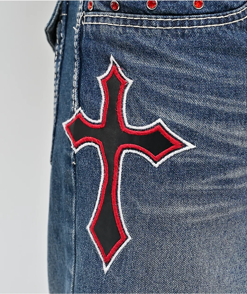 Ninth Hall Ambush Crosses Baked Medium Blue Wash Loose Fit Jeans