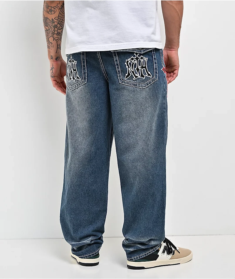 Ninth Hall Ambush Crosses Baked Medium Blue Wash Loose Fit Jeans