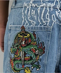 Ninth Hall Ambush Dragon Blue Wash Loose Fit Jeans
