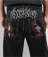 Ninth Hall Ambush Embroidered Black Wash Jeans