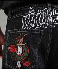 Ninth Hall Ambush Embroidered Black Wash Jeans