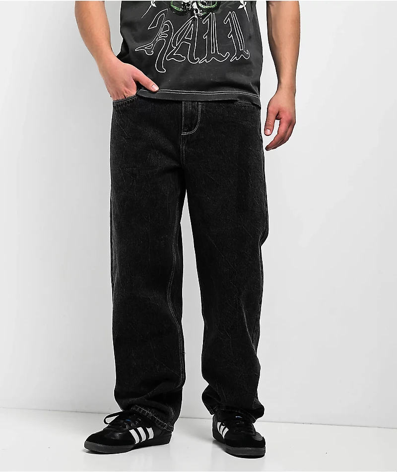 Ninth Hall Ambush Embroidered Black Wash Jeans