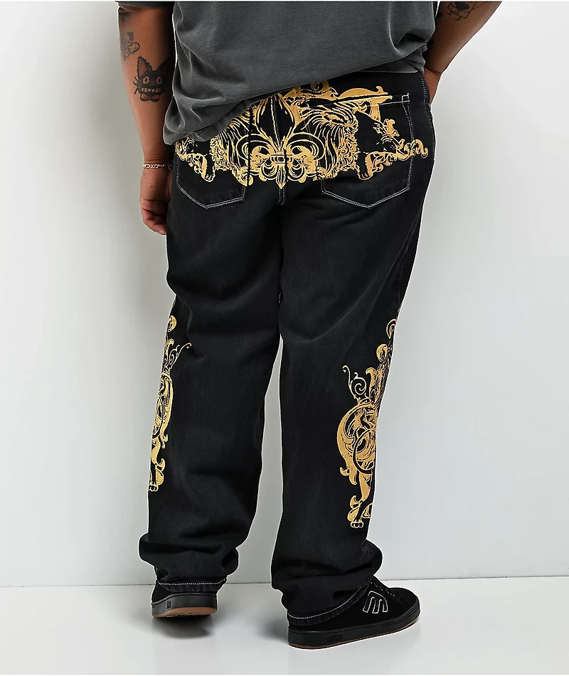 Ninth Hall Ambush Fleur De Lion Black Wash Loose Fit Jeans