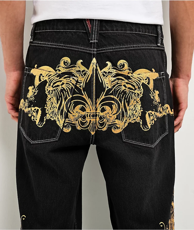 Ninth Hall Ambush Fleur De Lion Black Wash Loose Fit Jeans