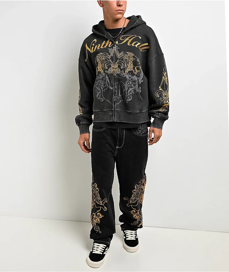 Ninth Hall Ambush Fleur De Lion Black Wash Loose Fit Jeans