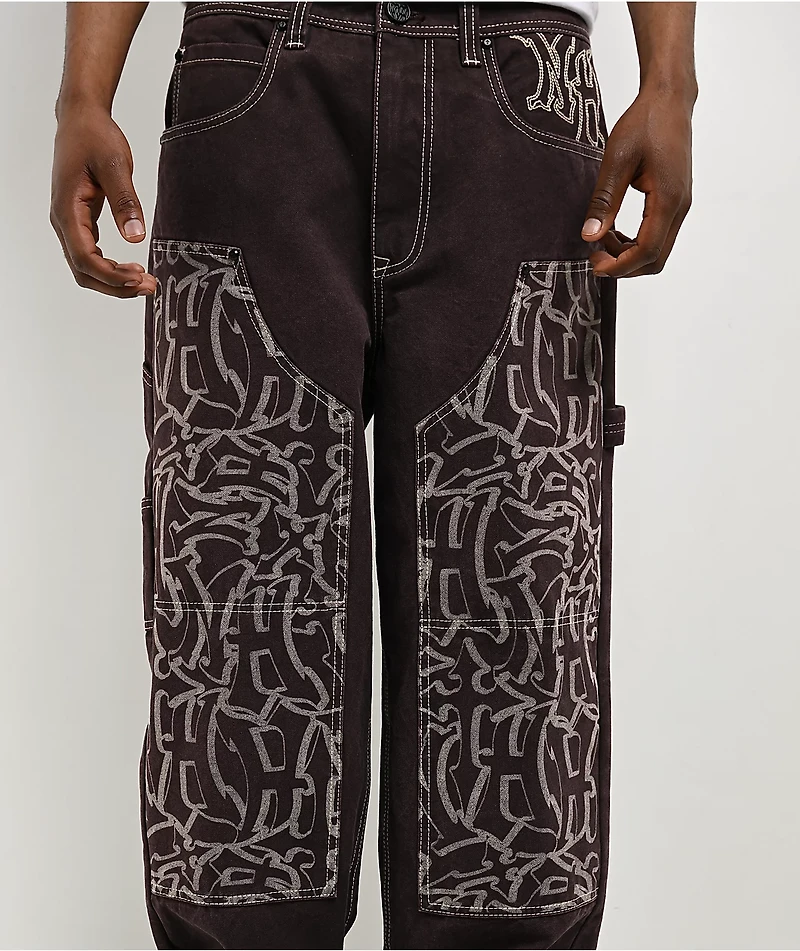 Ninth Hall Ambush Painter Brown Wash Loose Fit Carpenter Pants