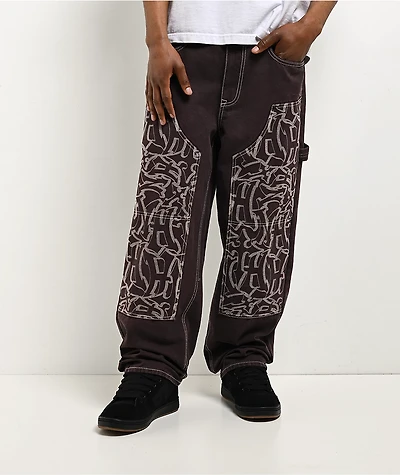 Ninth Hall Ambush Painter Brown Wash Loose Fit Carpenter Pants