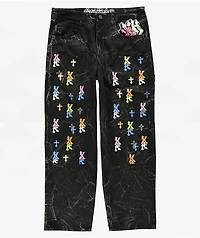 Ninth Hall Ambush Painter Graff Crosses Black Wash Loose Fit Carpenter Jeans