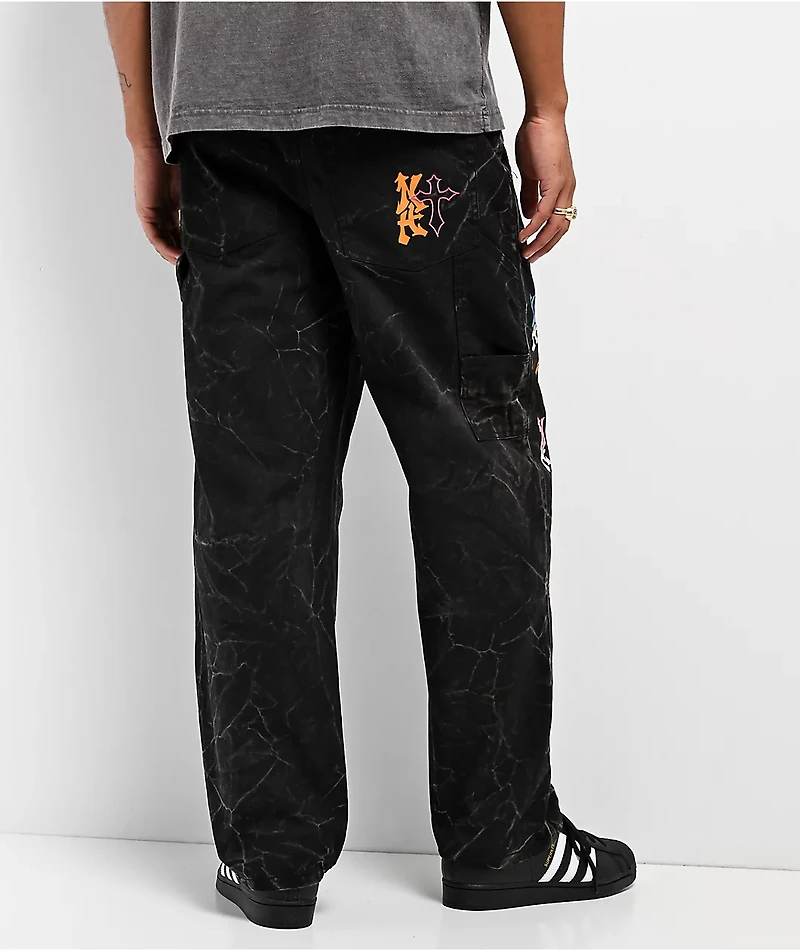 Ninth Hall Ambush Painter Graff Crosses Black Wash Loose Fit Carpenter Jeans