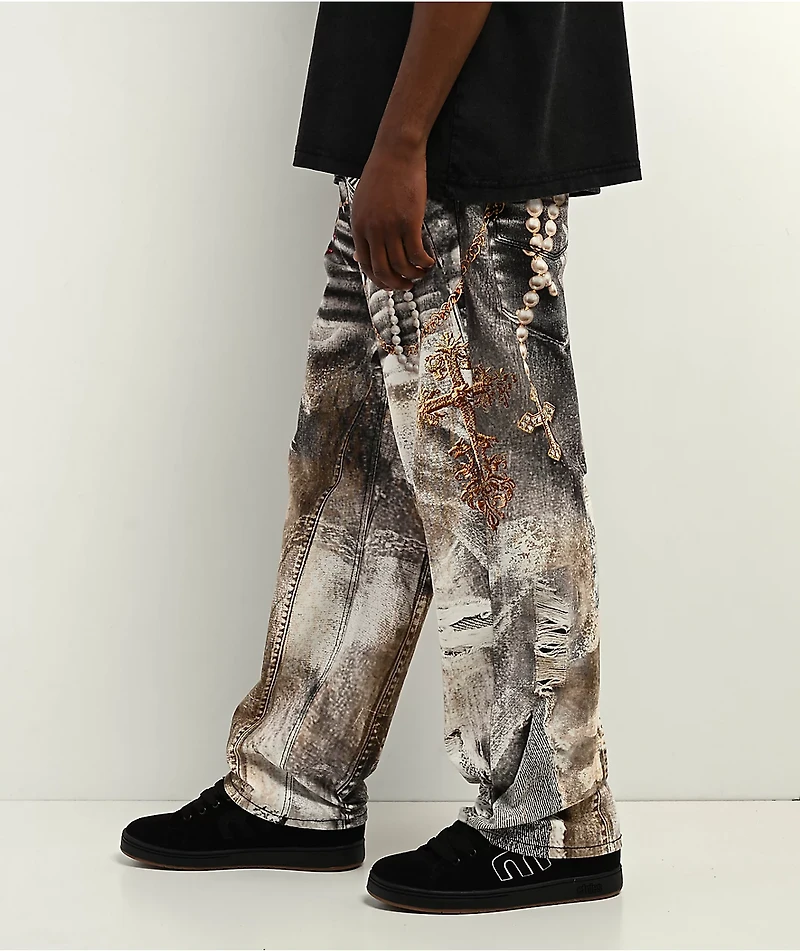 Ninth Hall Ambush Pearls & Crosses Loose Fit Jeans