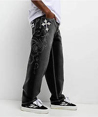 Ninth Hall Ambush Royal Cross Black Wash Loose Fit Jeans