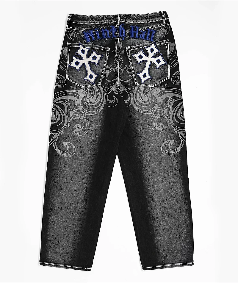 Ninth Hall Ambush Royal Cross Black Wash Loose Fit Jeans