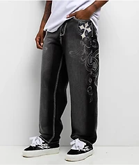 Ninth Hall Ambush Royal Cross Black Wash Loose Fit Jeans