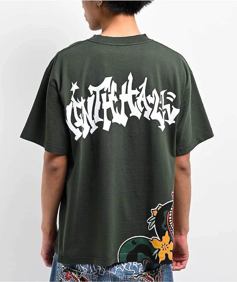 Ninth Hall Ambush Snake Floral Green T-Shirt