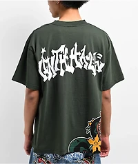 Ninth Hall Ambush Snake Floral Green T-Shirt