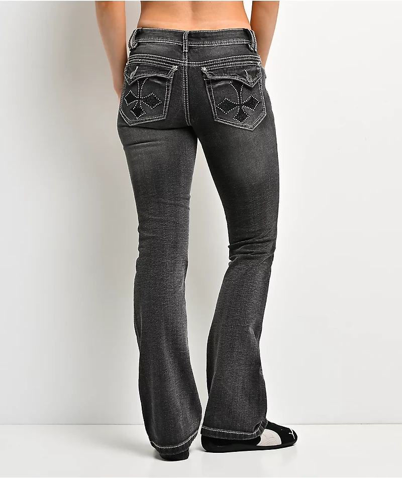 Ninth Hall Amiyah Black Wash Low Rise Bootcut Jeans