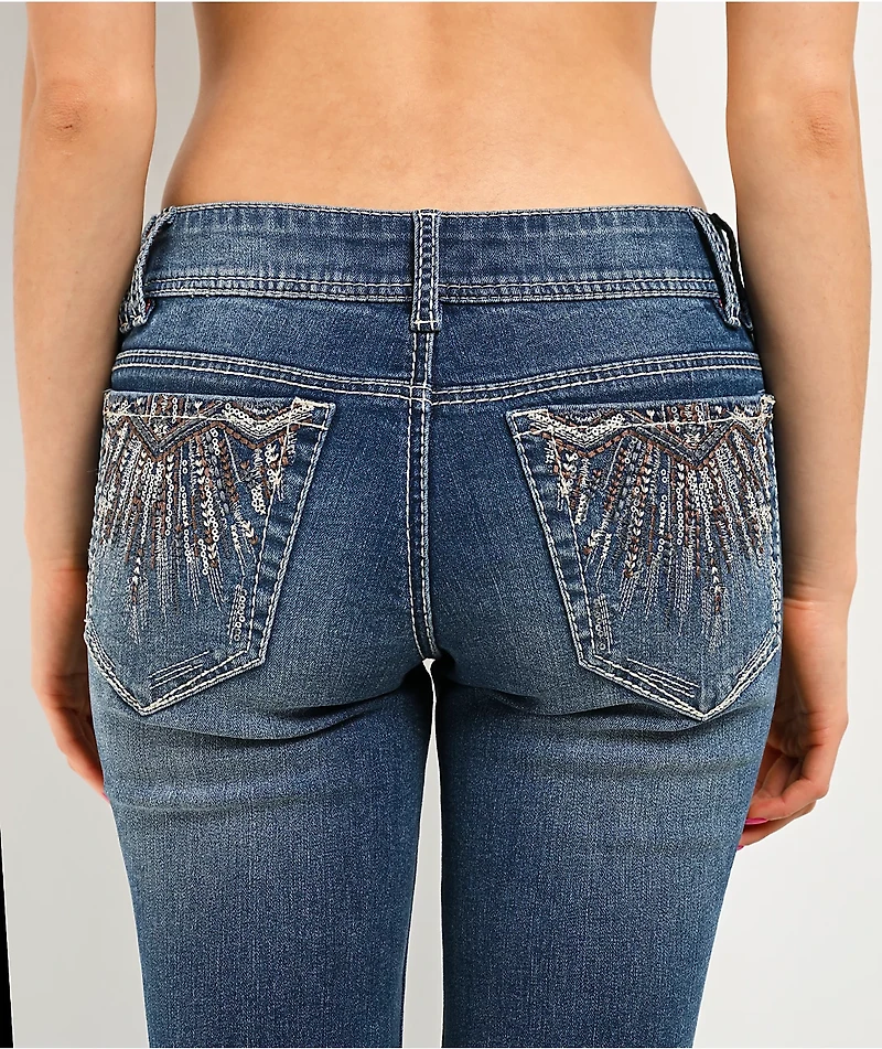 Ninth Hall Amiyah Blue Wash Low Rise Skinny Jeans