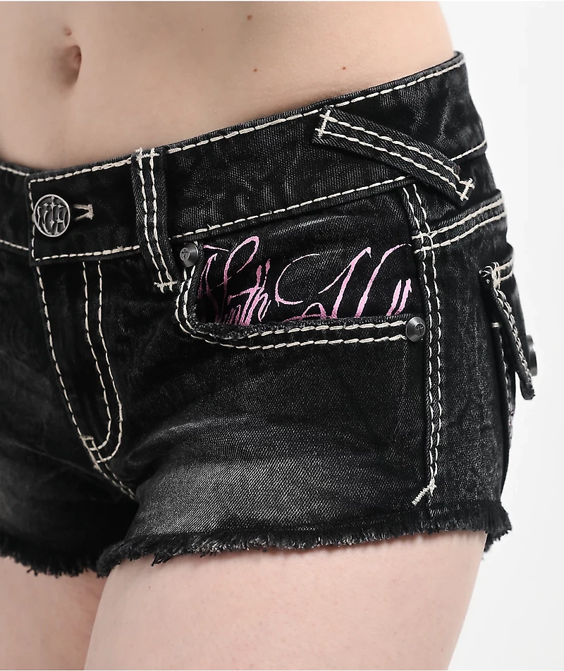 Ninth Hall Amiyah Lil Shorty Teen Spirit Black Wash Denim Shorts