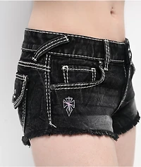 Ninth Hall Amiyah Lil Shorty Teen Spirit Black Wash Denim Shorts