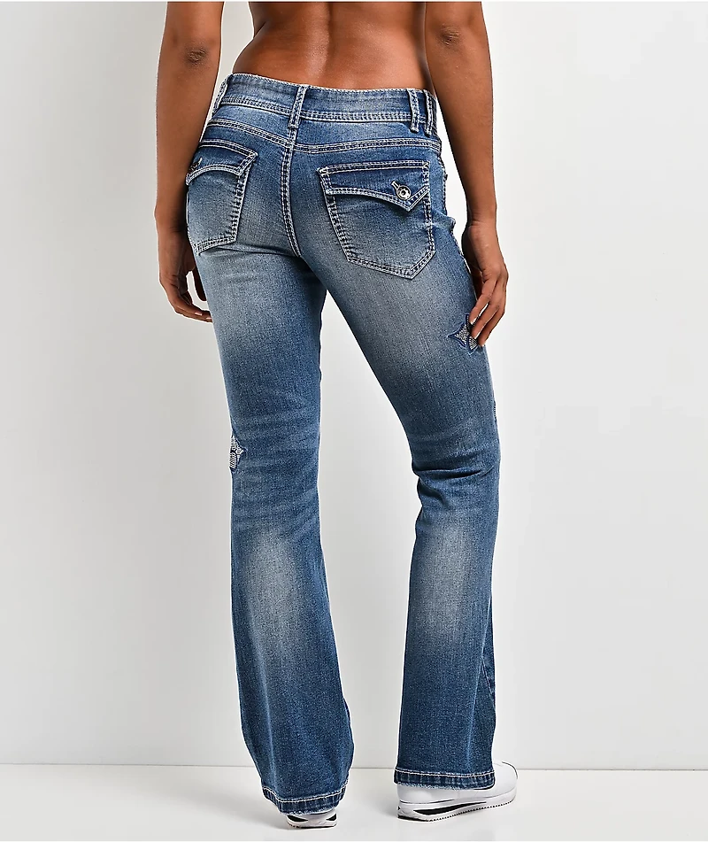 Ninth Hall Amiyah Reign Blue Wash Bootcut Jeans