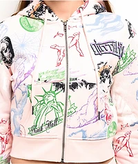 Ninth Hall Andover Pink Crop Zip Hoodie
