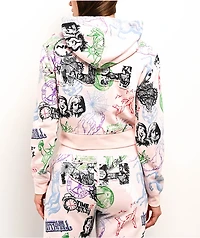 Ninth Hall Andover Pink Crop Zip Hoodie