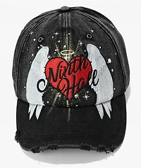 Ninth Hall Angel Rhinestone Black Snapback Hat