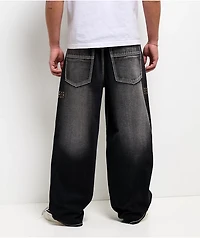 Ninth Hall Ashtray Disciple Stud Cross Black Wash Loose Fit Jeans