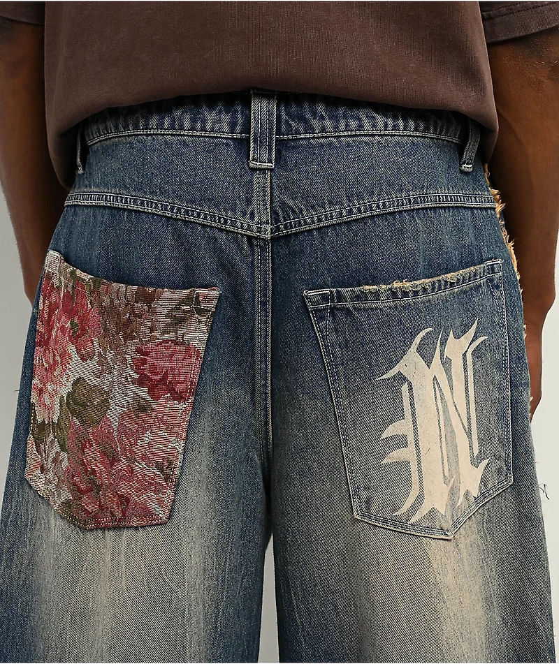 Ninth Hall Astray Ambition Blue Wash Ultra Wide Patchwork Jeans