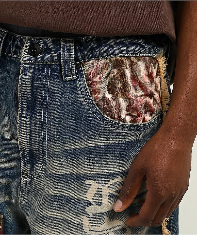 Ninth Hall Astray Ambition Blue Wash Ultra Wide Patchwork Jeans